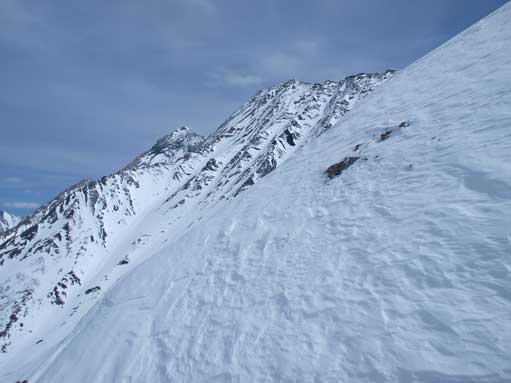 Steep slope towards false summit