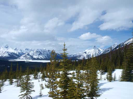 Back to Rummel Lake Trail, looking towards the south end of Spray Lake. Nestor on right.