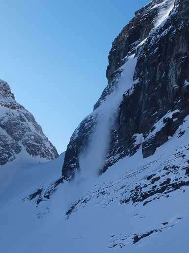 Small sluffs coming down to where we just traversed through...