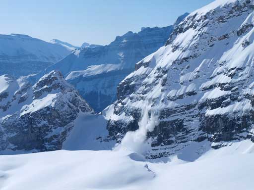 Another small avalanche coming down to where we just traversed.