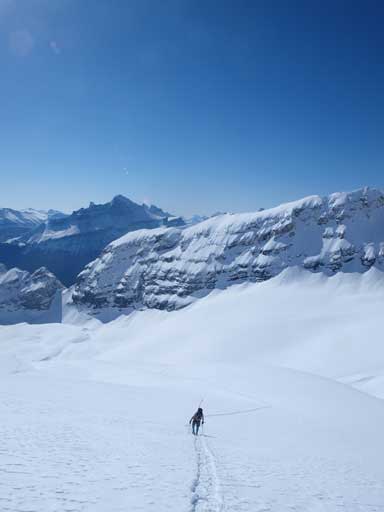Looking back at Eric following up. You can see the high col on left