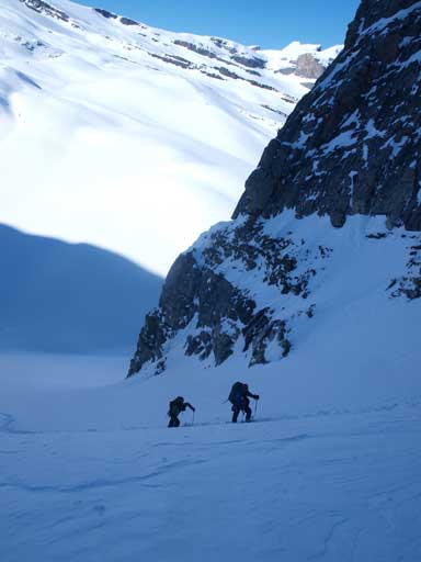 Vern and Ben slogging up the steep slope