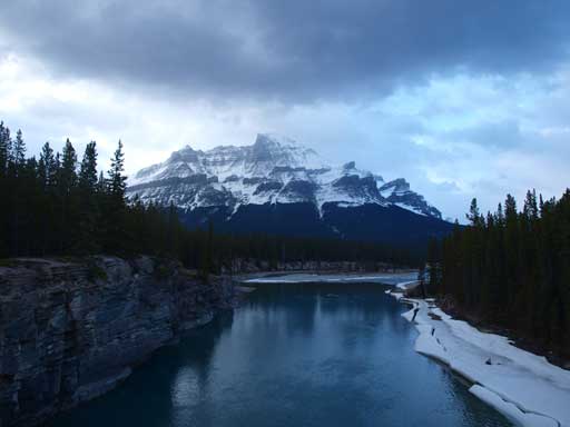 Mount Murchison seen from the large bridge crossing N. Sask/Alexandra River