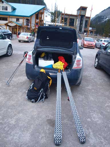 Gearing up at parking lot.