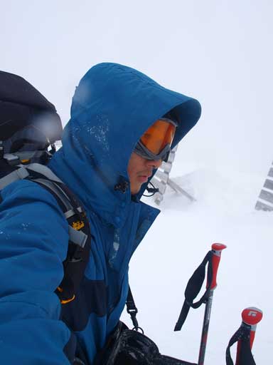 Me on the summit in a blizzard/white-out