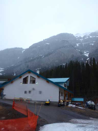 It was raining at parking lot.