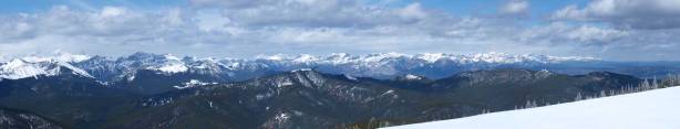 Panorama looking NW. In the distance are peaks north of Bow Valley