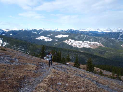 Mom hiking above the treeline along the trail