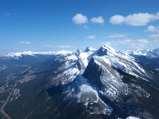 Ha Ling Peak is the pointy one in foreground. Lawrence Grassi just behind it.