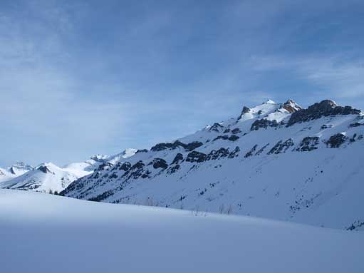 The Wolverine Valley goes beneath Redoubt Mountain.