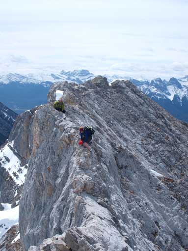Diana challenging the crux, while Lindsay called it a day.