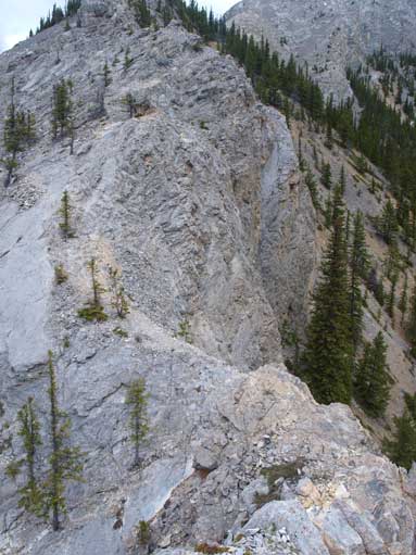 This is looking down at the crux down-climb