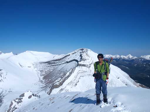Me on the summit, with Cheviot Mountain behind.