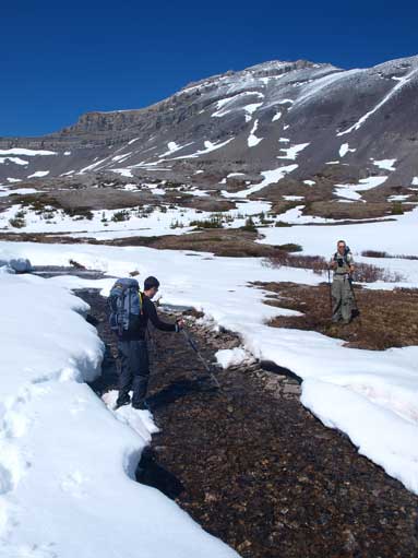 Jim crossing a stream
