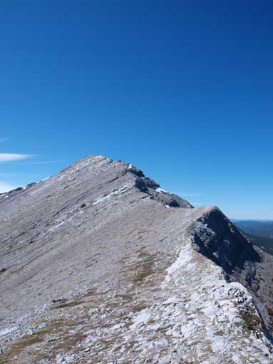 On the ridge crest. This is the first false summit