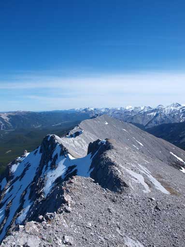Looking back along the ridge