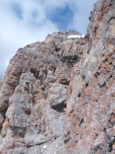 Looking back at the crux. Route-finding isn't as hard as it looks from this photo.