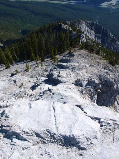 Looking down at a slabby section with exposure