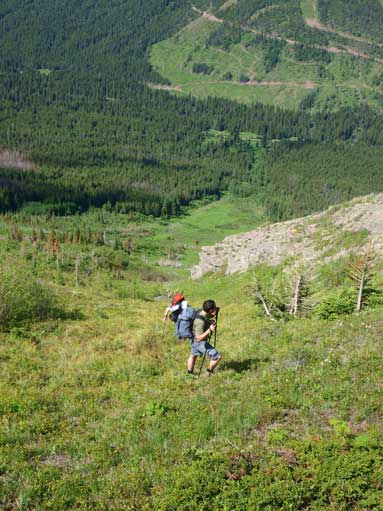 Eric and Raff going up the big gully