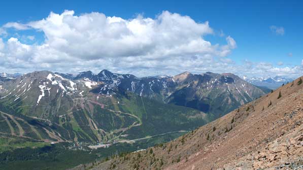 You can see the Castle Ski Resort Ski-runs. St. Eloi and Syncline behind.