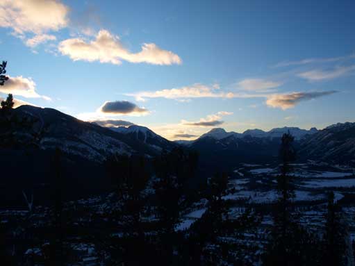 Beautiful view in dusk hour. Banff townsite is on bottom right