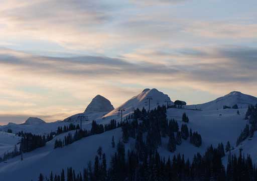 Mount Assiniboine on left; Quartz Hill on right