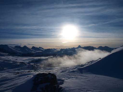 The low angled December sun