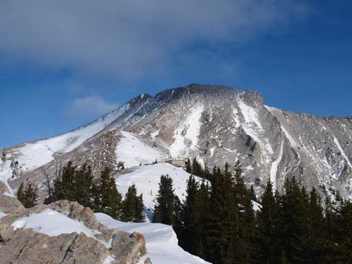 The upper slope was pretty wind-blown.