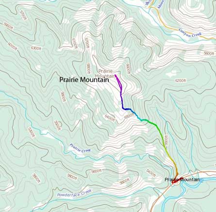Prairie Mountain standard hiking route