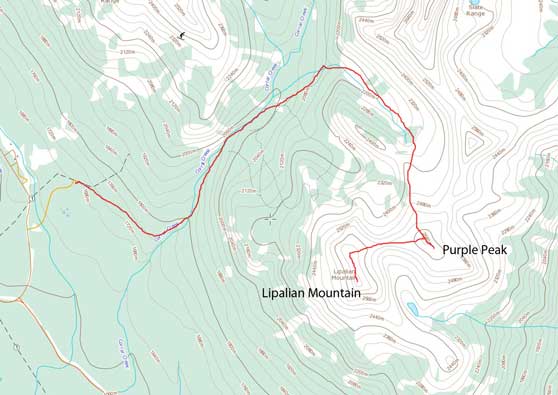 Purple Peak to Lipalian Mountain winter route