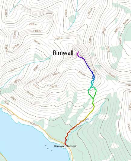 The standard scramble route up Rimwall