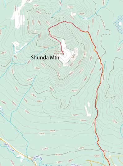 Shunda Mountain hiking route