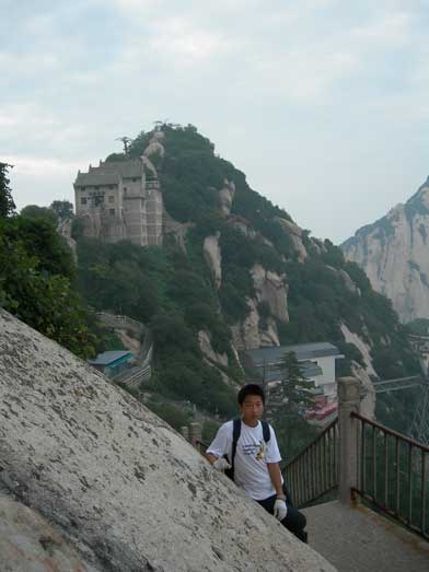 Coming down. Me with the north summit behind