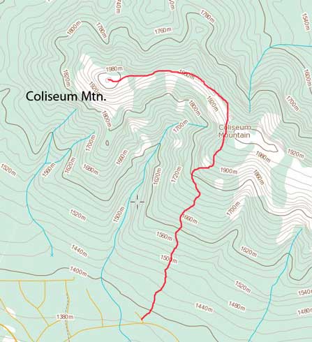 Coliseum Mountain hiking route