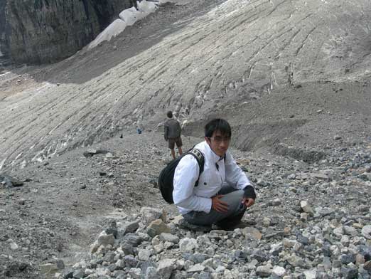 Me with lower Victoria Glacier below