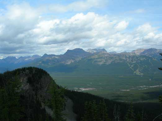 Looking over the highway towards Mount Richardson, the highest in Skoki area