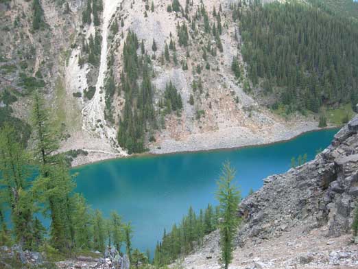 Lake Agnes shows some different colour than Lake Louise