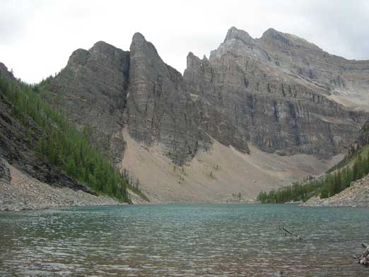 The classic shot of Lake Agnes, with Devil's Thumb and Mount Whyte behind