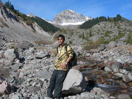 Me at the creek bed. Atwell Peak behind