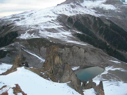 An interesting looking tarn seen from the summit