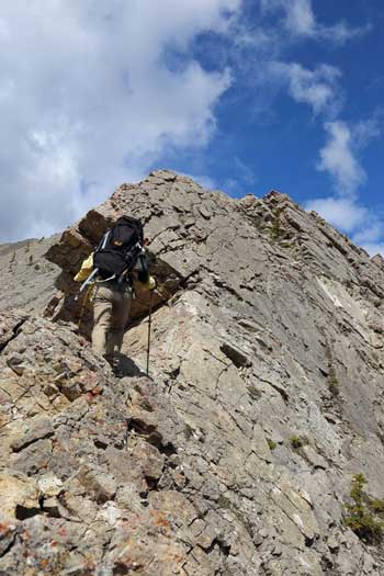 Me studying the direct line up the challenging bit. Photo by Ben N