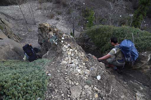 Eric and I took different lines down a tight and loose section. Photo by Ben N
