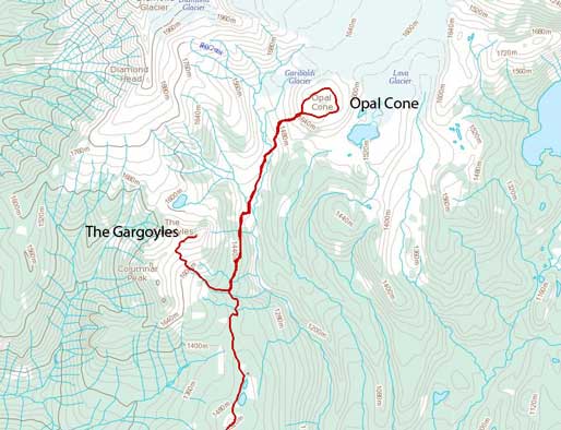 Opal Cone and The Gargoyles hiking route