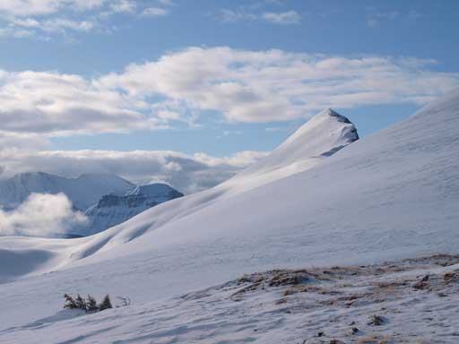 The true summit seen from partway up false summit