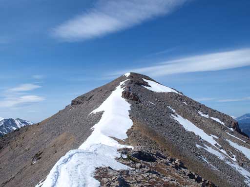 The summit block is a rubble slog