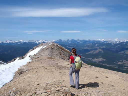 Hiking to a second summit. It's slightly lower, but offers better views