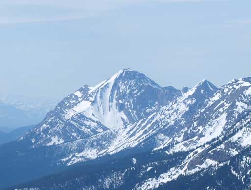 Zooming-in towards Center Peak, the highest in Livingstone Range