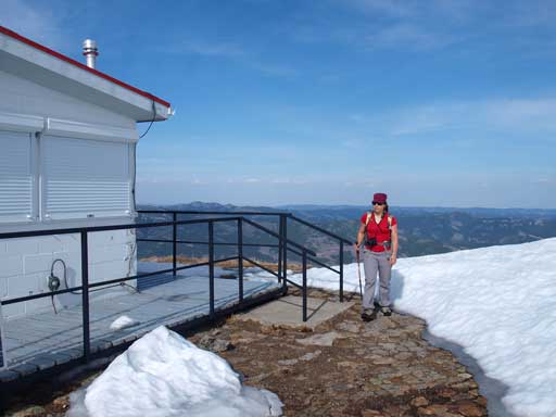 Andrea coming up the summit lookout