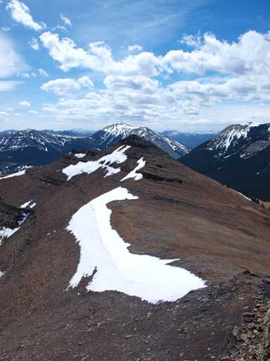 Looking down to the lower, south summit