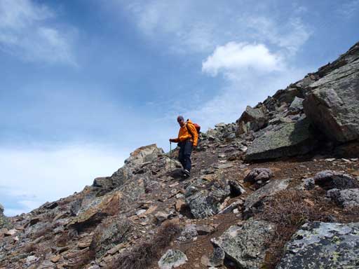 Hiking down the main summit